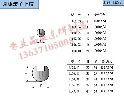 圆弧滚子上模具